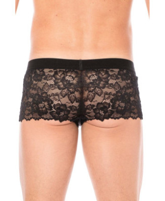 Boxer noir en dentelle délicate 